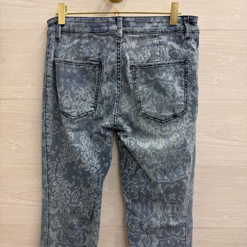 We The Free Blue Print Just Float On Flare Jeans 28