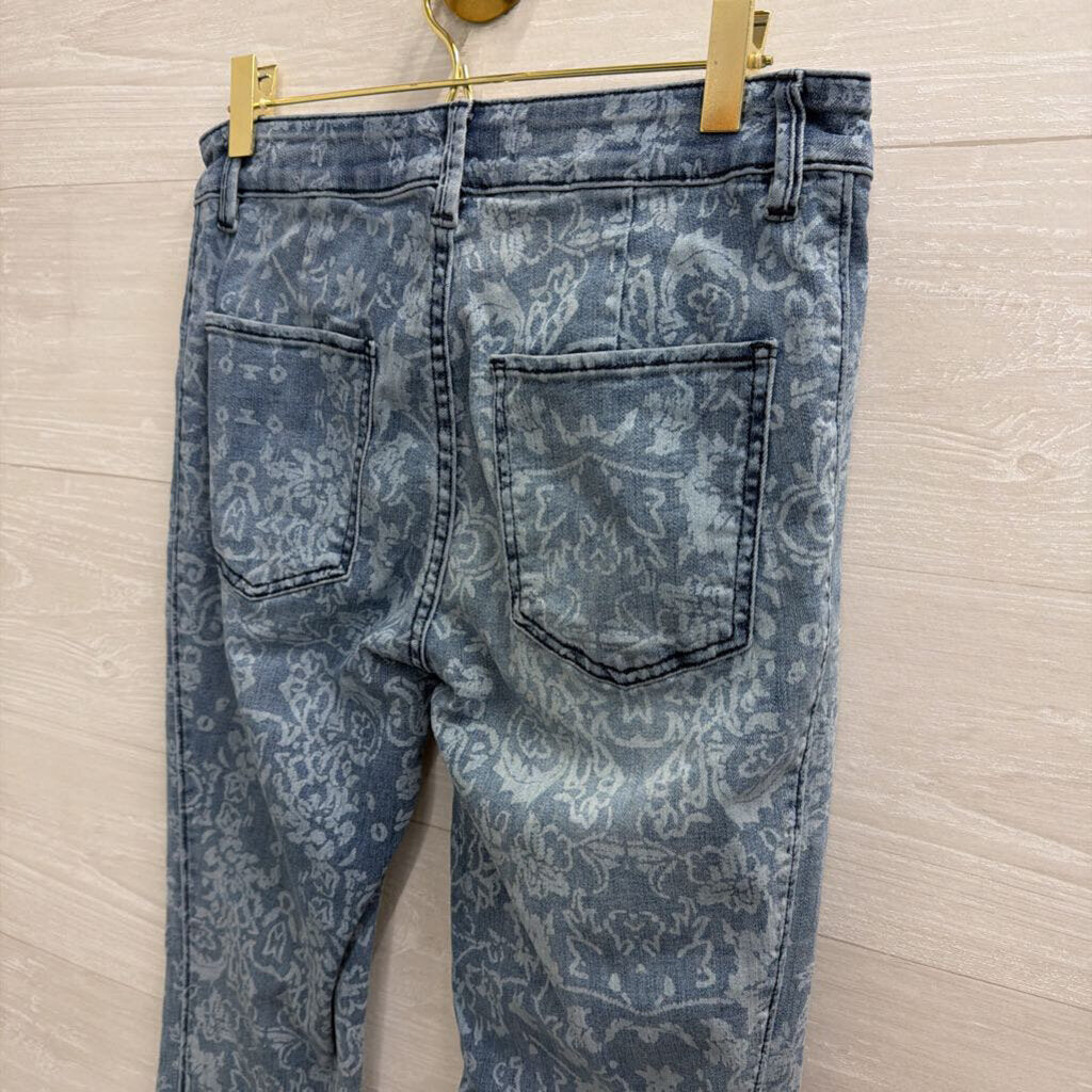 We The Free Blue Print Just Float On Flare Jeans 28