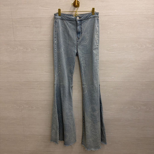 We The Free Blue Print Just Float On Flare Jeans 27
