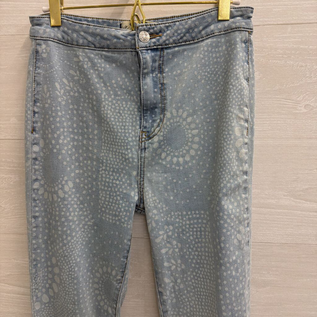 We The Free Blue Print Just Float On Flare Jeans 27
