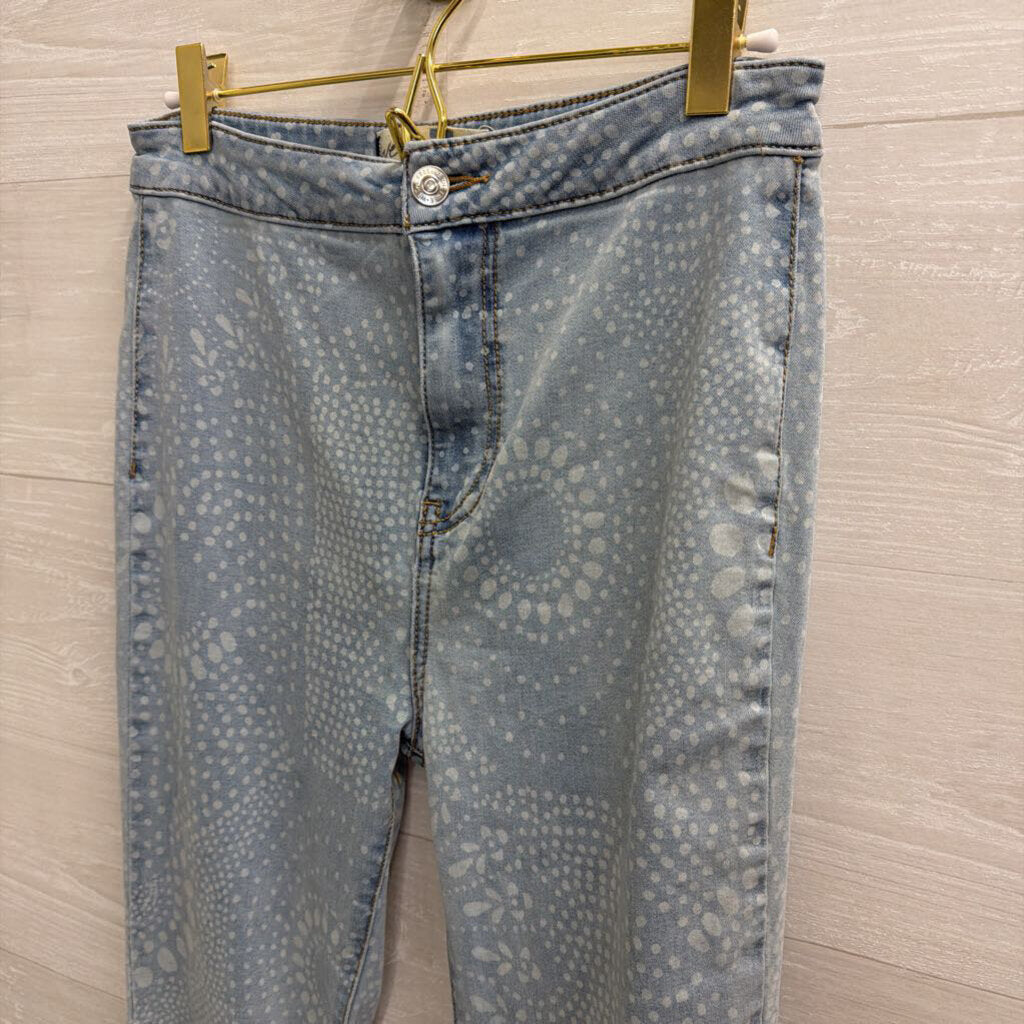 We The Free Blue Print Just Float On Flare Jeans 27