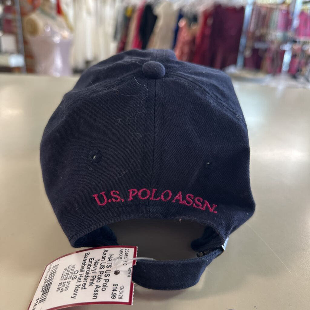 US Polo Assn Navy/ Pink Embroidered Baseball Hat