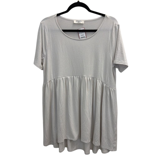Zenana Grey Short Sleeve Babydoll Top Extra Large