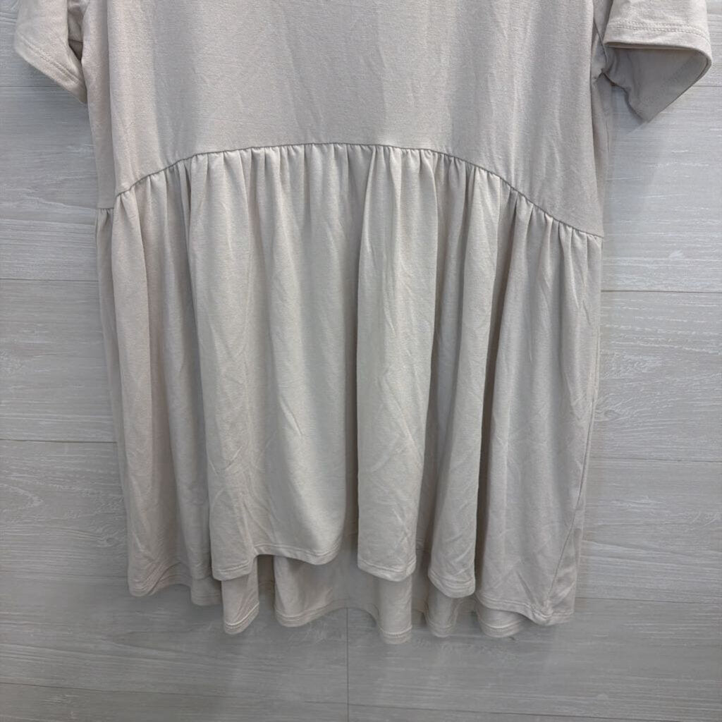 Zenana Grey Short Sleeve Babydoll Top Extra Large