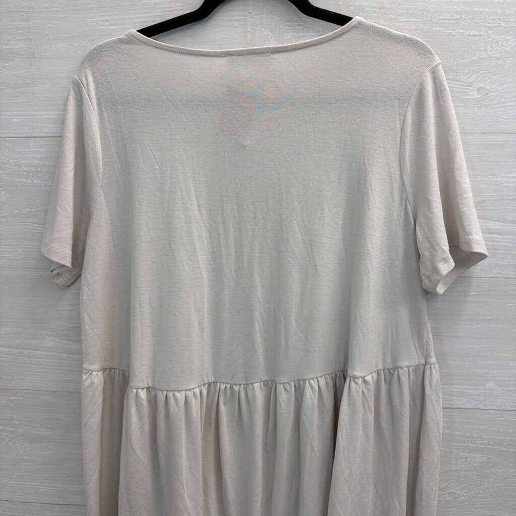 Zenana Grey Short Sleeve Babydoll Top Extra Large