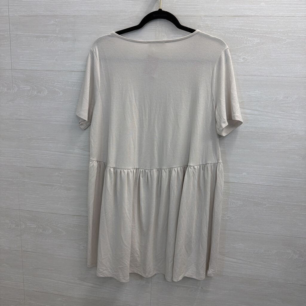 Zenana Grey Short Sleeve Babydoll Top Extra Large