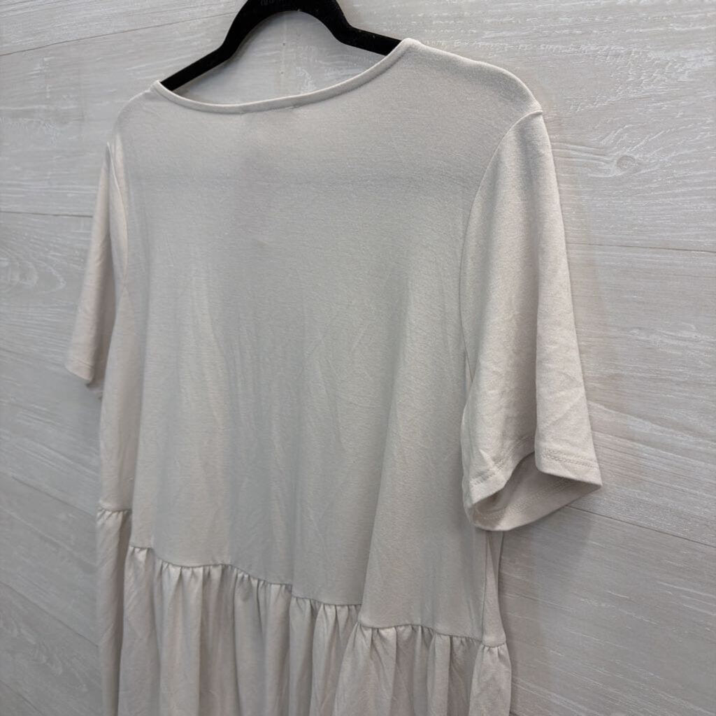 Zenana Grey Short Sleeve Babydoll Top Extra Large