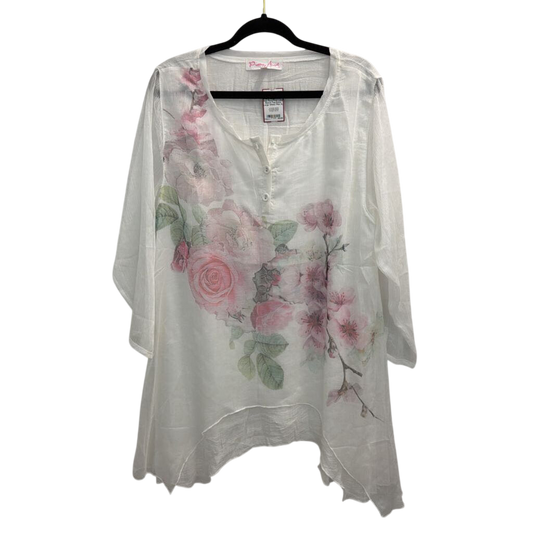 Pretty Angel White/ Pink Floral Print Long Sleeve Top Extra Large