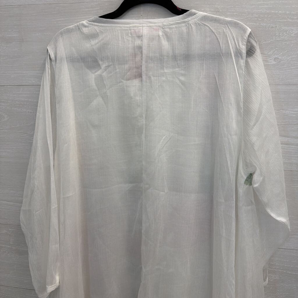 Pretty Angel White/ Pink Floral Print Long Sleeve Top Extra Large
