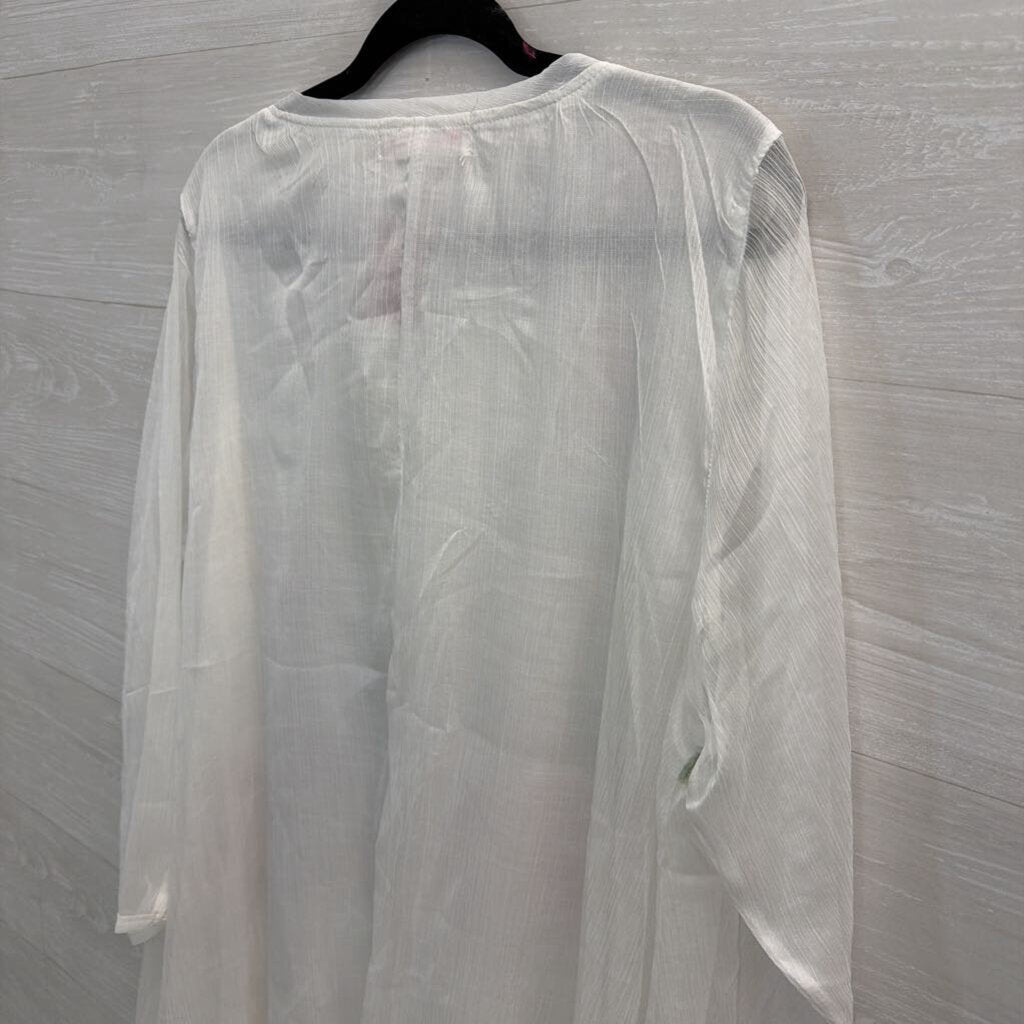 Pretty Angel White/ Pink Floral Print Long Sleeve Top Extra Large