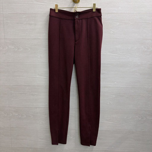 Maeve Burgundy High Rise Seamed Split Hem Skinny Leg Pants 2
