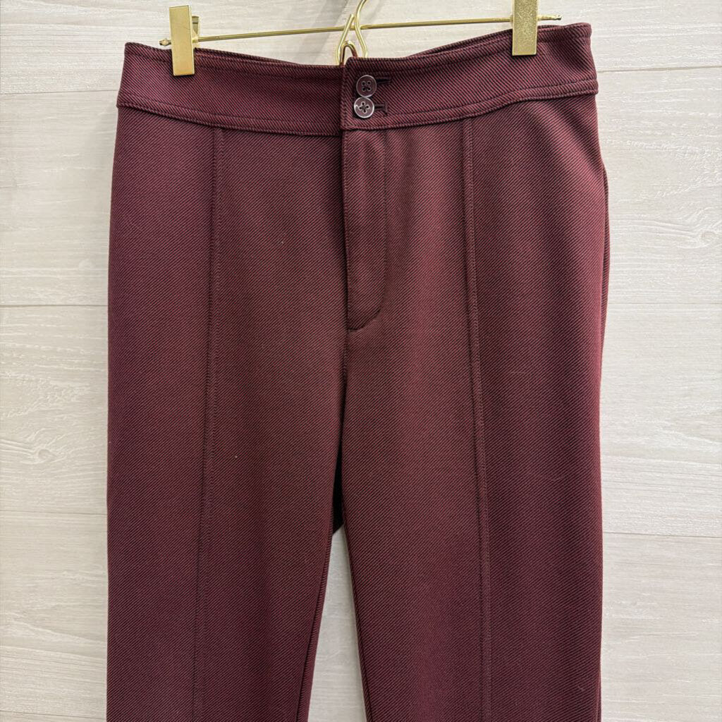 Maeve Burgundy High Rise Seamed Split Hem Skinny Leg Pants 2