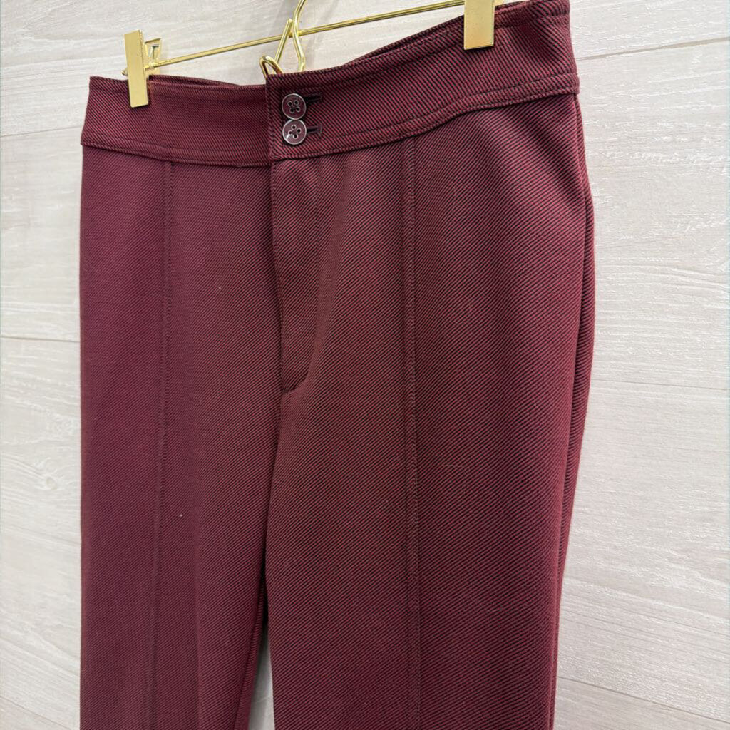 Maeve Burgundy High Rise Seamed Split Hem Skinny Leg Pants 2