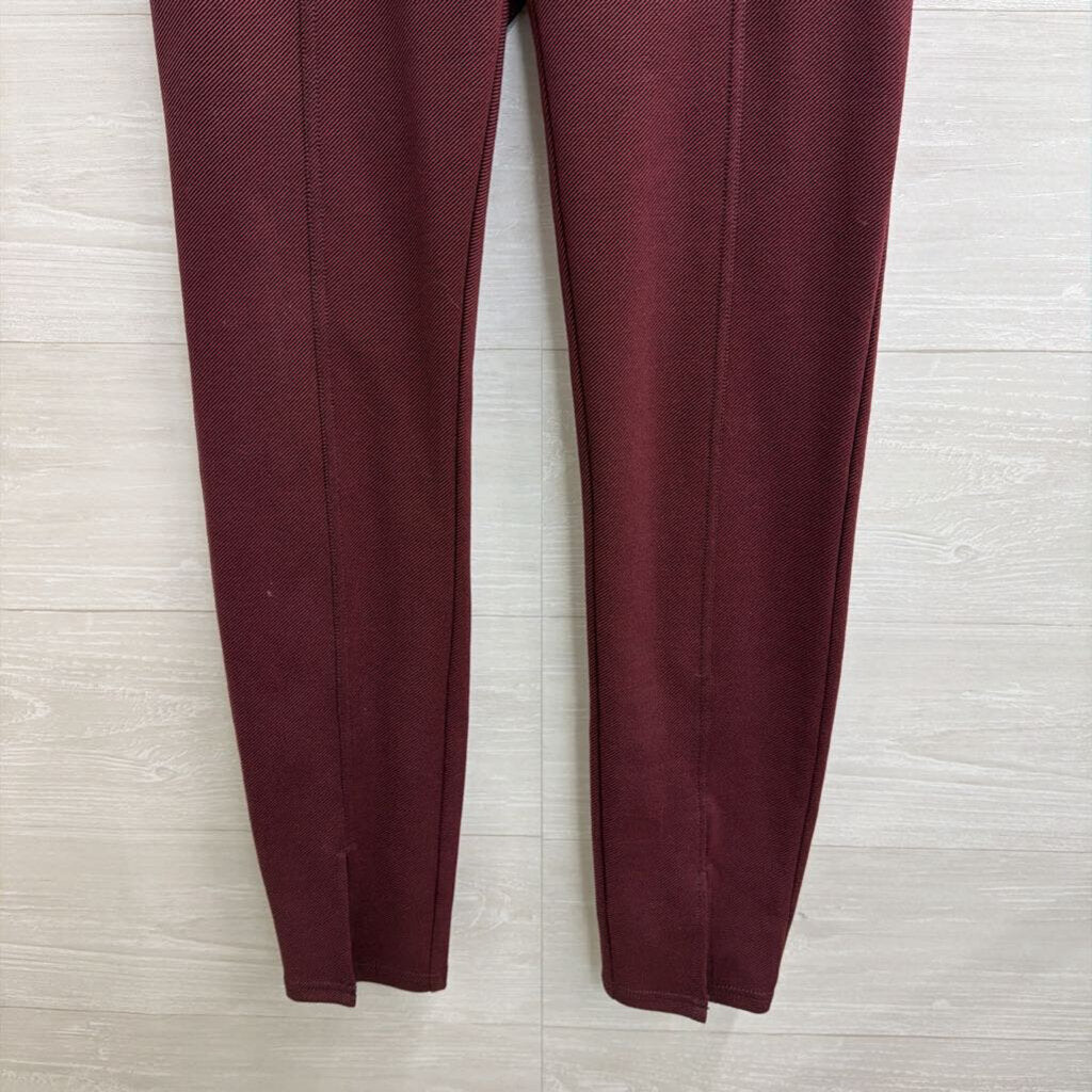 Maeve Burgundy High Rise Seamed Split Hem Skinny Leg Pants 2