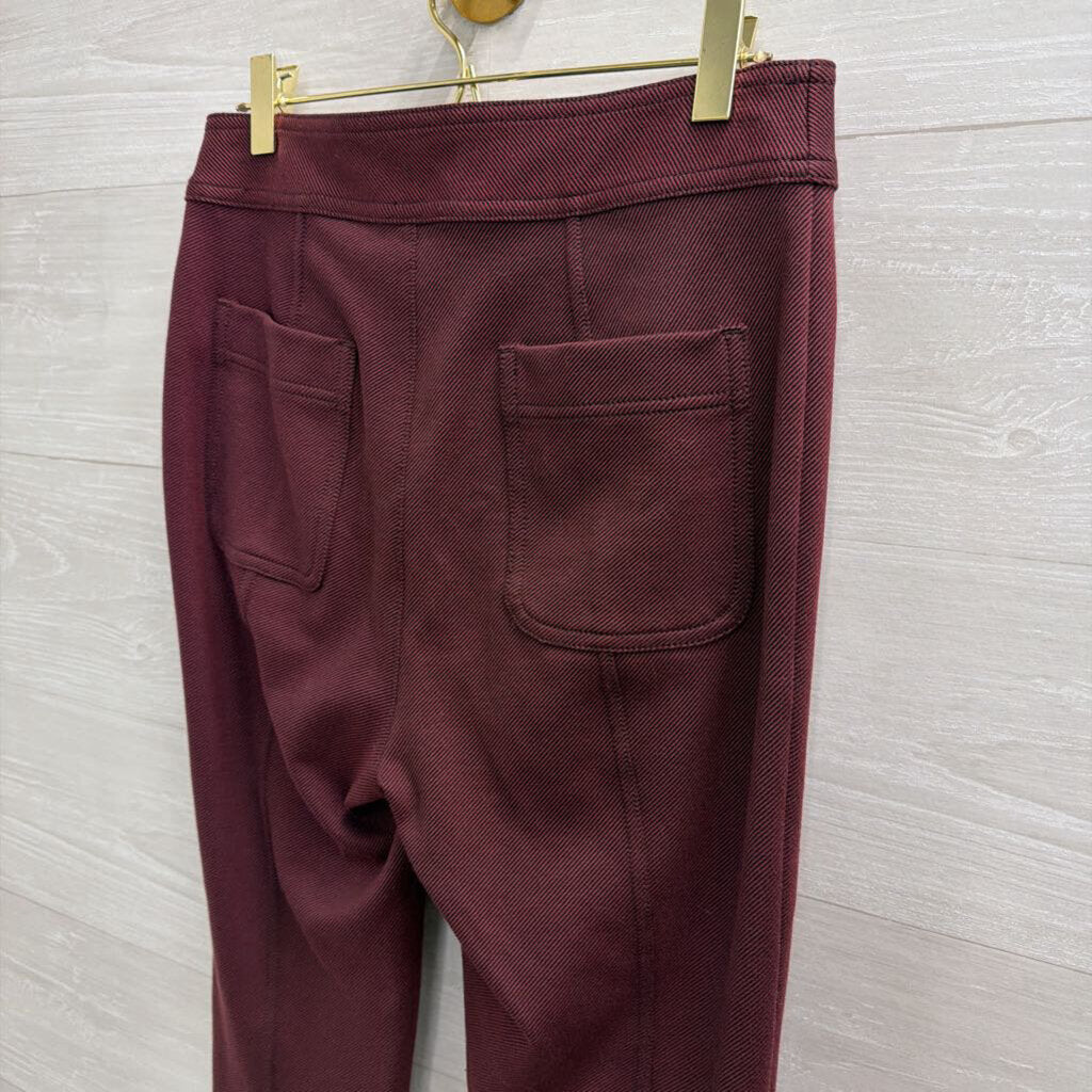 Maeve Burgundy High Rise Seamed Split Hem Skinny Leg Pants 2