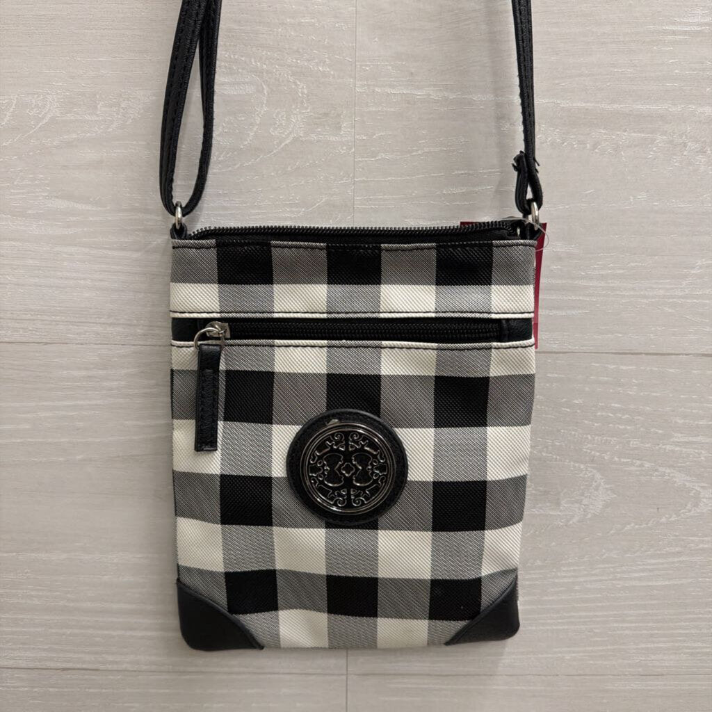 Black/ White Gingham Crossbody Purse