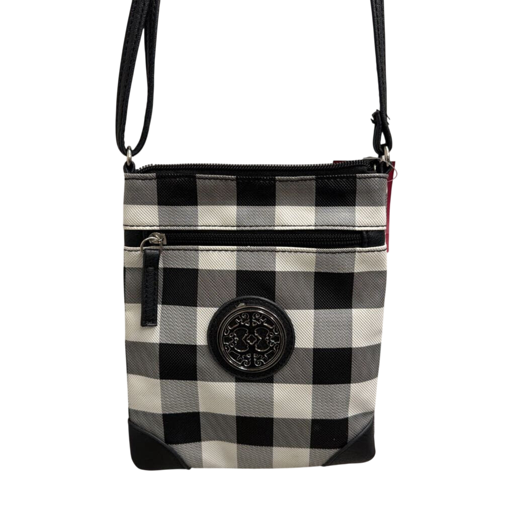 Black/ White Gingham Crossbody Purse