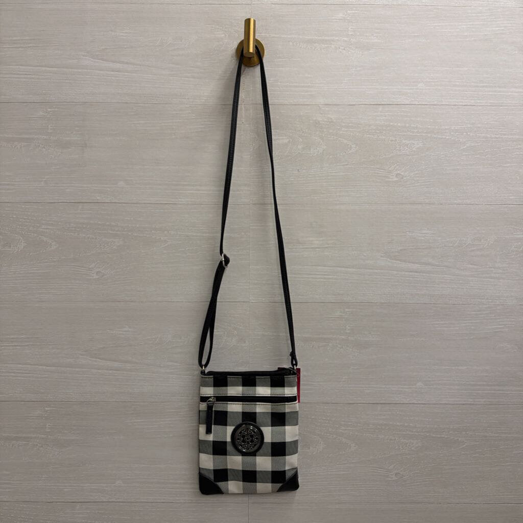 Black/ White Gingham Crossbody Purse