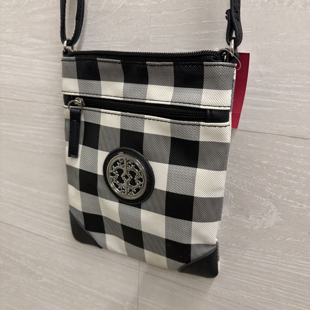 Black/ White Gingham Crossbody Purse
