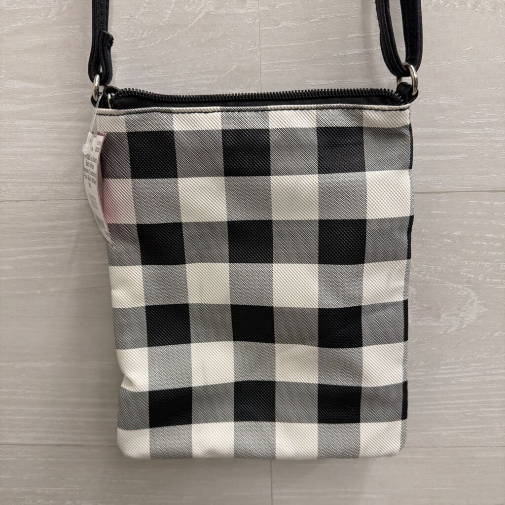 Black/ White Gingham Crossbody Purse