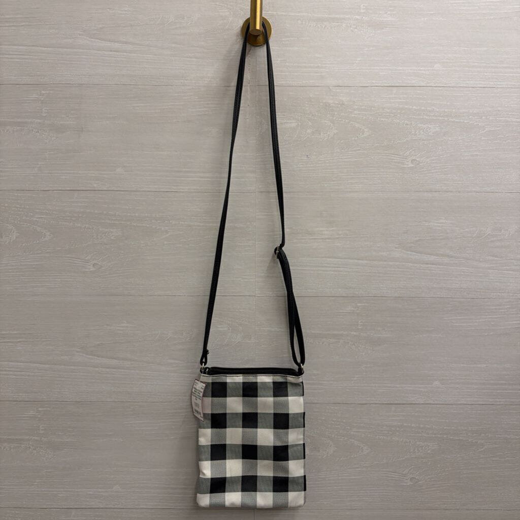 Black/ White Gingham Crossbody Purse