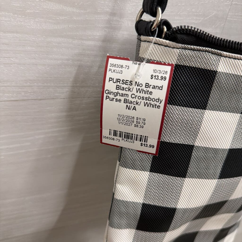 Black/ White Gingham Crossbody Purse