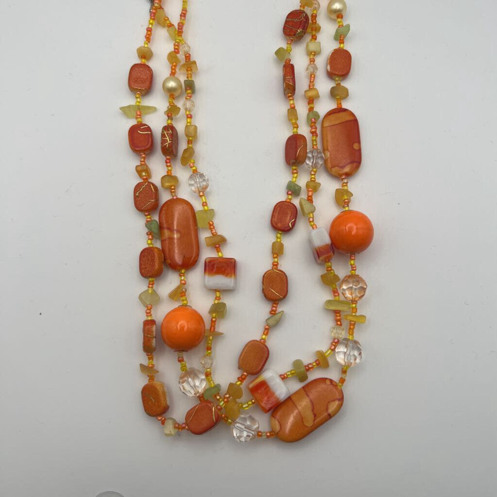 Orange Beaded Layered Necklace