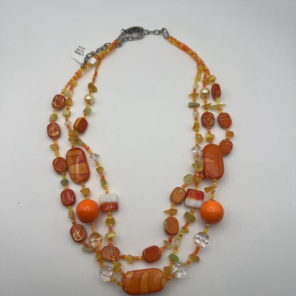 Orange Beaded Layered Necklace