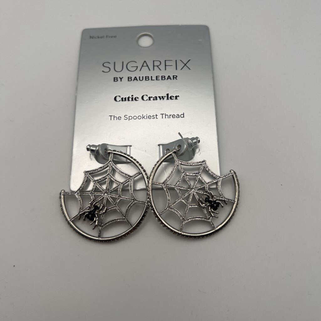 Sugarfix by BaubleBar Silver Spiderweb Hoop Earrings