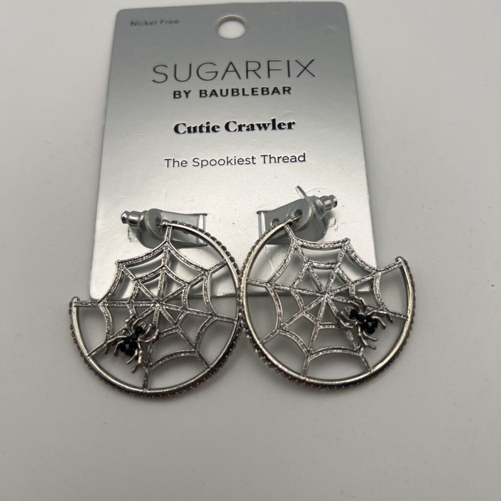 Sugarfix by BaubleBar Silver Spiderweb Hoop Earrings