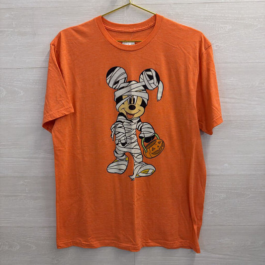 Disney Orange Mummy Mickey Mouse Short Sleeve Graphic Tee Large