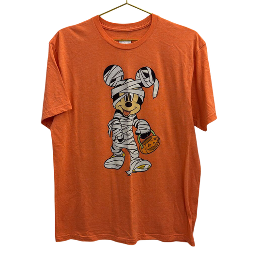 Disney Orange Mummy Mickey Mouse Short Sleeve Graphic Tee Large