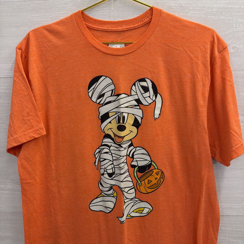 Disney Orange Mummy Mickey Mouse Short Sleeve Graphic Tee Large