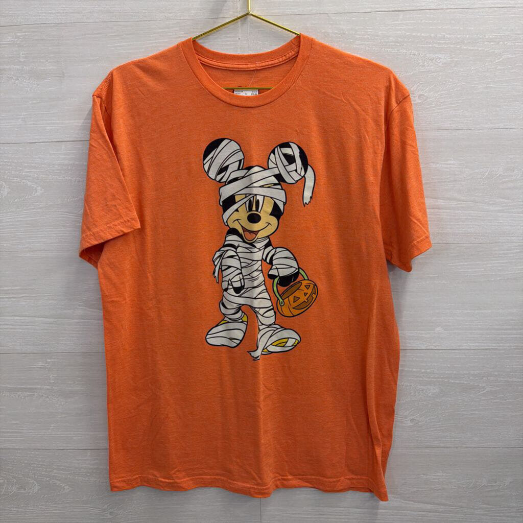 Disney Orange Mummy Mickey Mouse Short Sleeve Graphic Tee Large