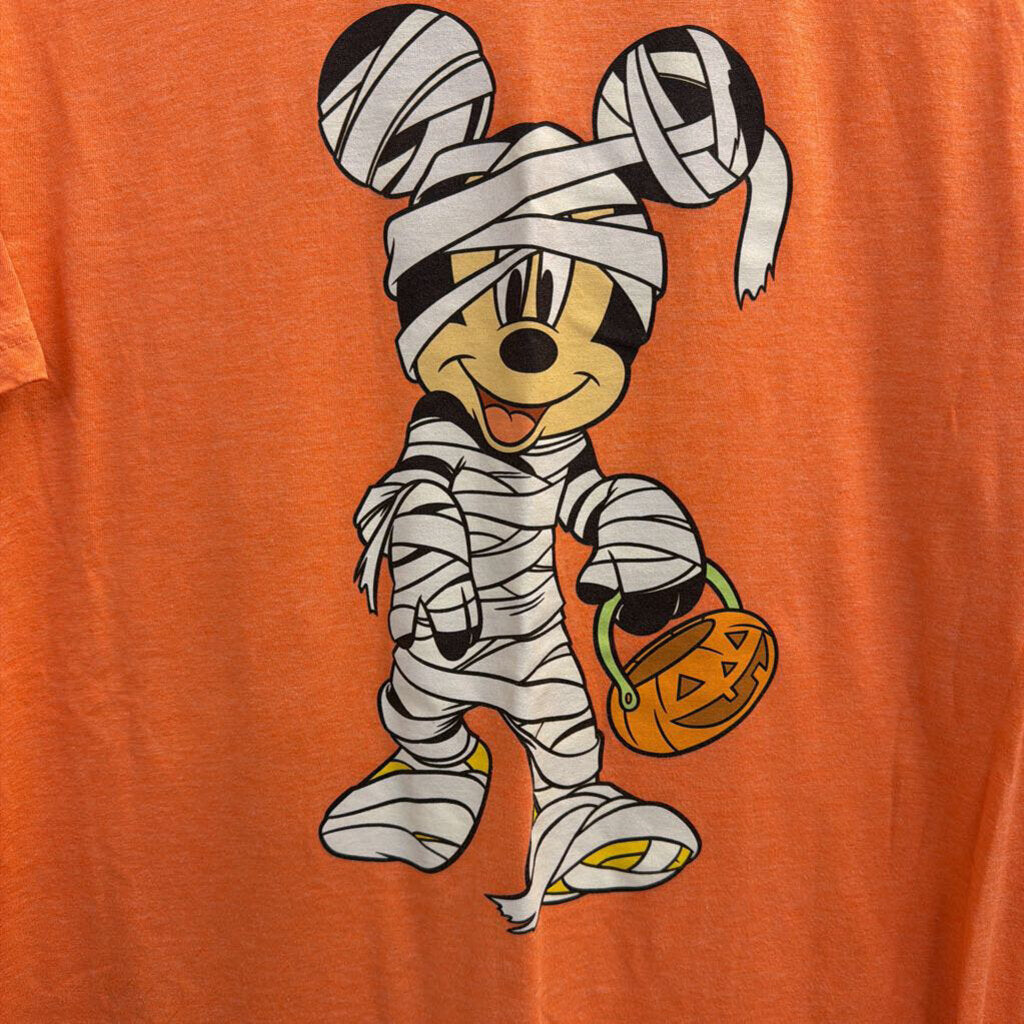 Disney Orange Mummy Mickey Mouse Short Sleeve Graphic Tee Large