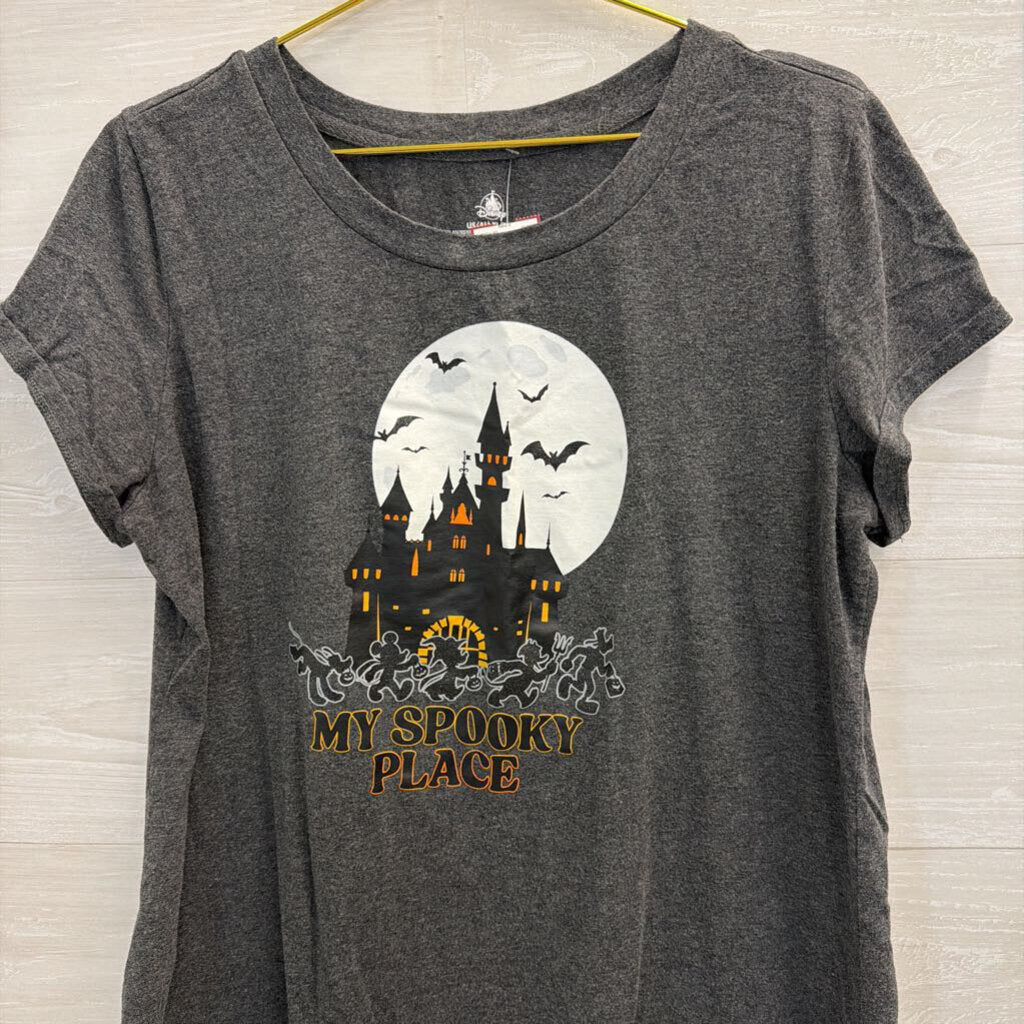 Disney Grey My Spooky Place Short Sleeve Graphic Tee Extra Large