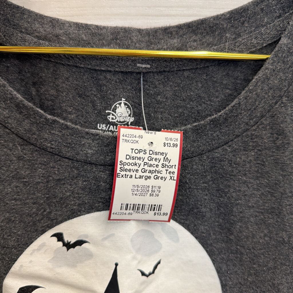 Disney Grey My Spooky Place Short Sleeve Graphic Tee Extra Large