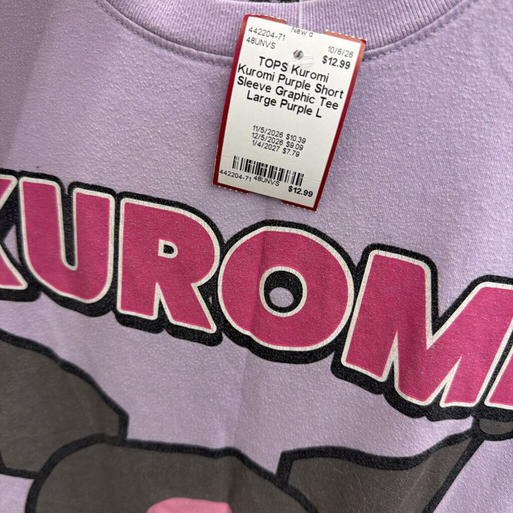 Kuromi Purple Short Sleeve Graphic Tee Large