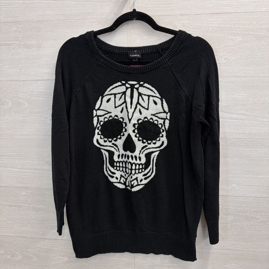 Torrid Black/ White Skeleton Face Sweater 00