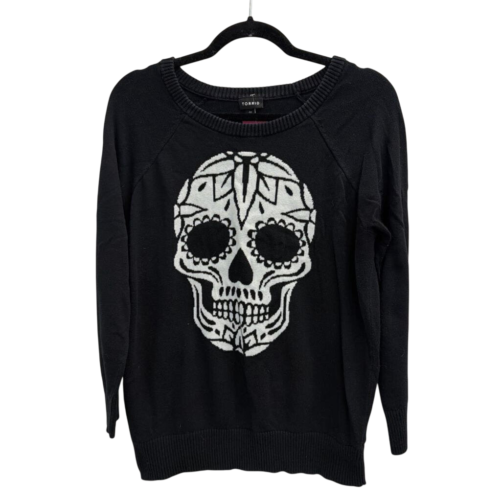 Torrid Black/ White Skeleton Face Sweater 00