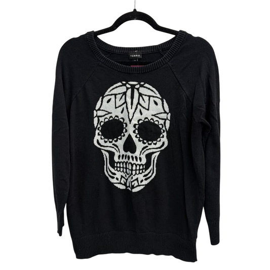 Torrid Black/ White Skeleton Face Sweater 00