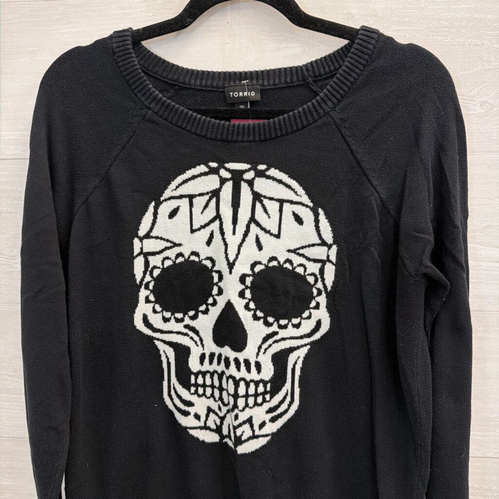 Torrid Black/ White Skeleton Face Sweater 00