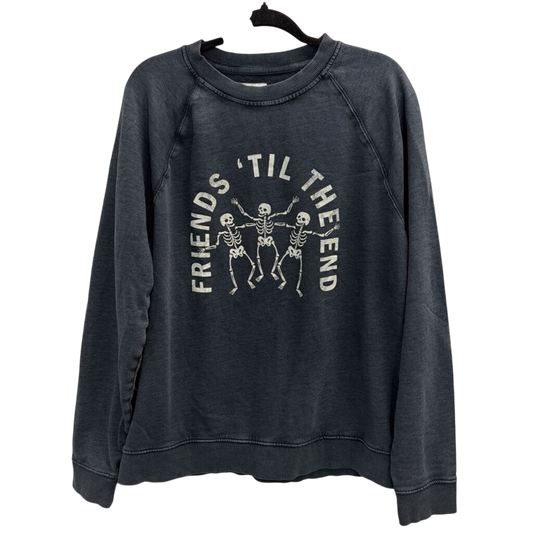 Goodfellow Grey Friends Til The End Skeleton Pullover Large