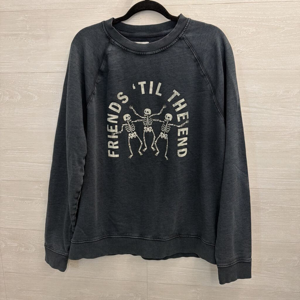 Goodfellow Grey Friends Til The End Skeleton Pullover Large