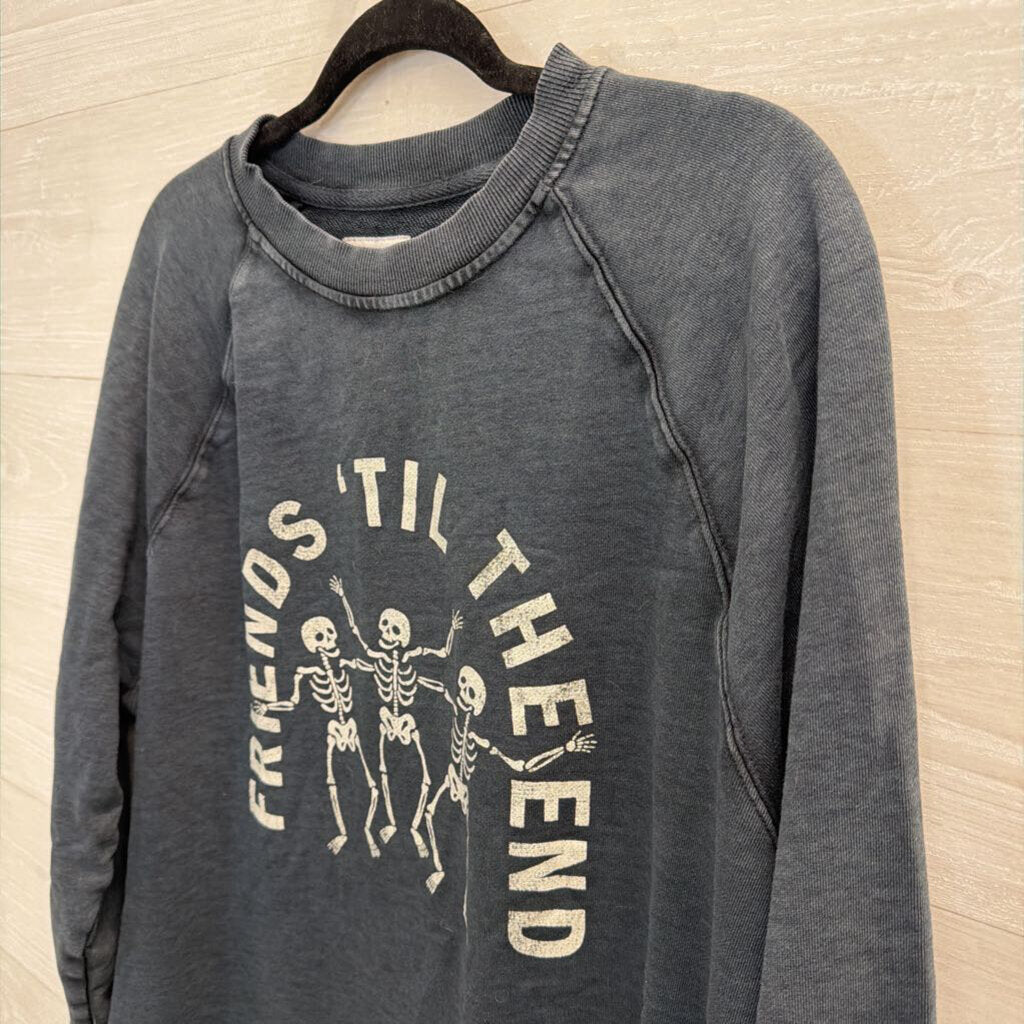 Goodfellow Grey Friends Til The End Skeleton Pullover Large