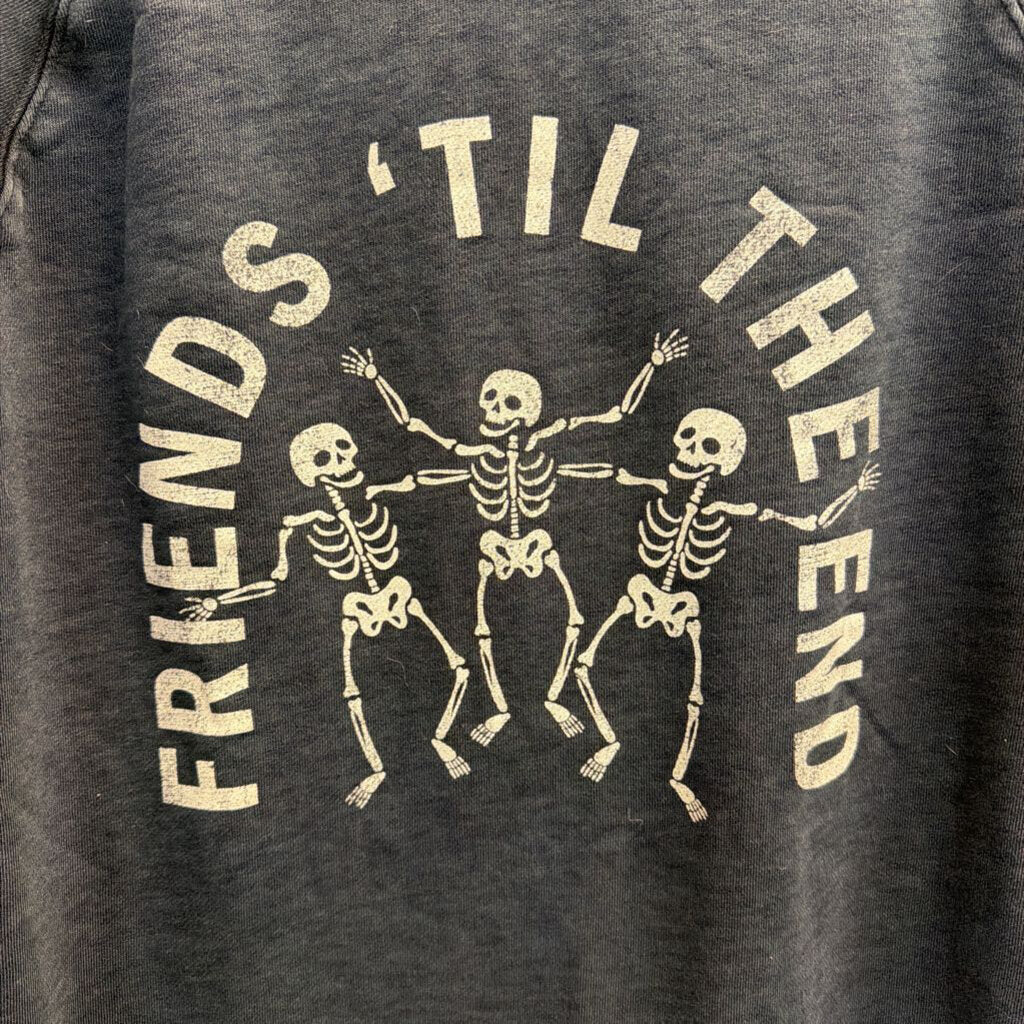 Goodfellow Grey Friends Til The End Skeleton Pullover Large