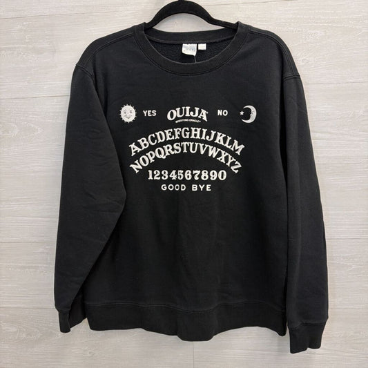 Quija Black/ White Graphic Long Sleeve Pullover Extra Large