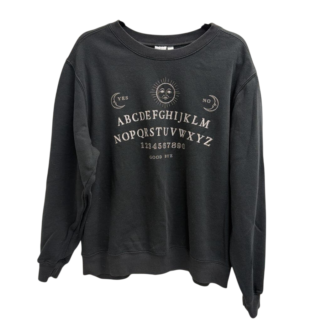Quija Black/ White Graphic Long Sleeve Pullover XXL