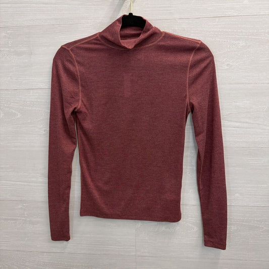 Madewell Burgundy Long Sleeve Mock Neck Top Extra Small