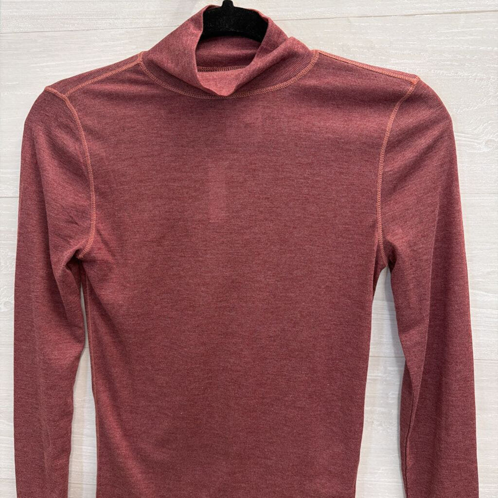 Madewell Burgundy Long Sleeve Mock Neck Top Extra Small